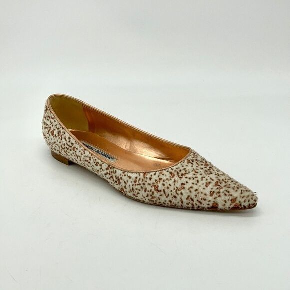 Manolo Blahnik Calf Hair Flats - Picture 1 of 13